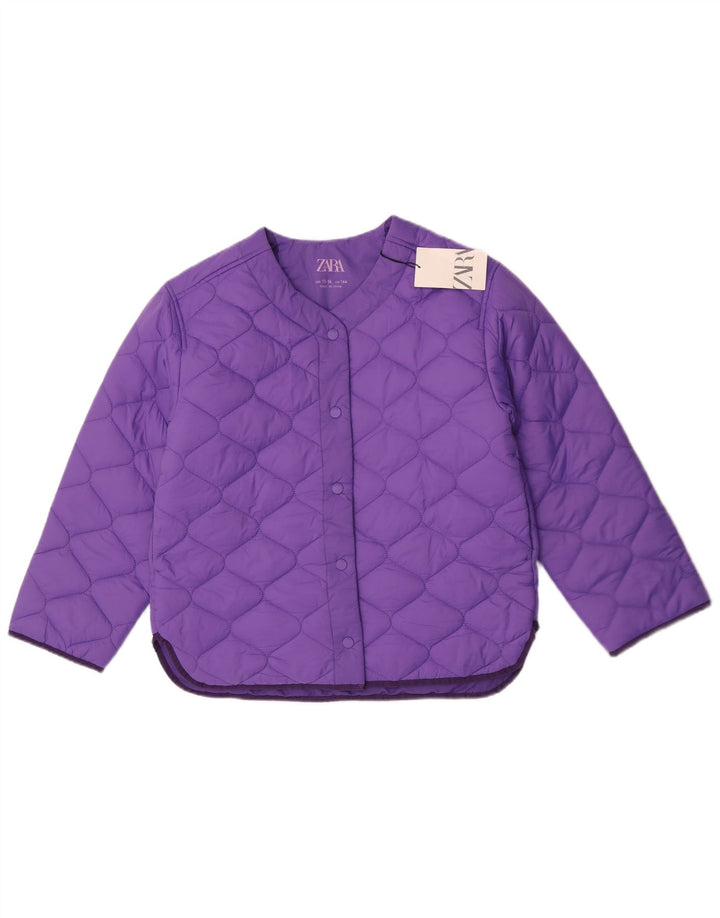 Zara Girls Quilted Jacket 13-14 Years Purple Polyamide