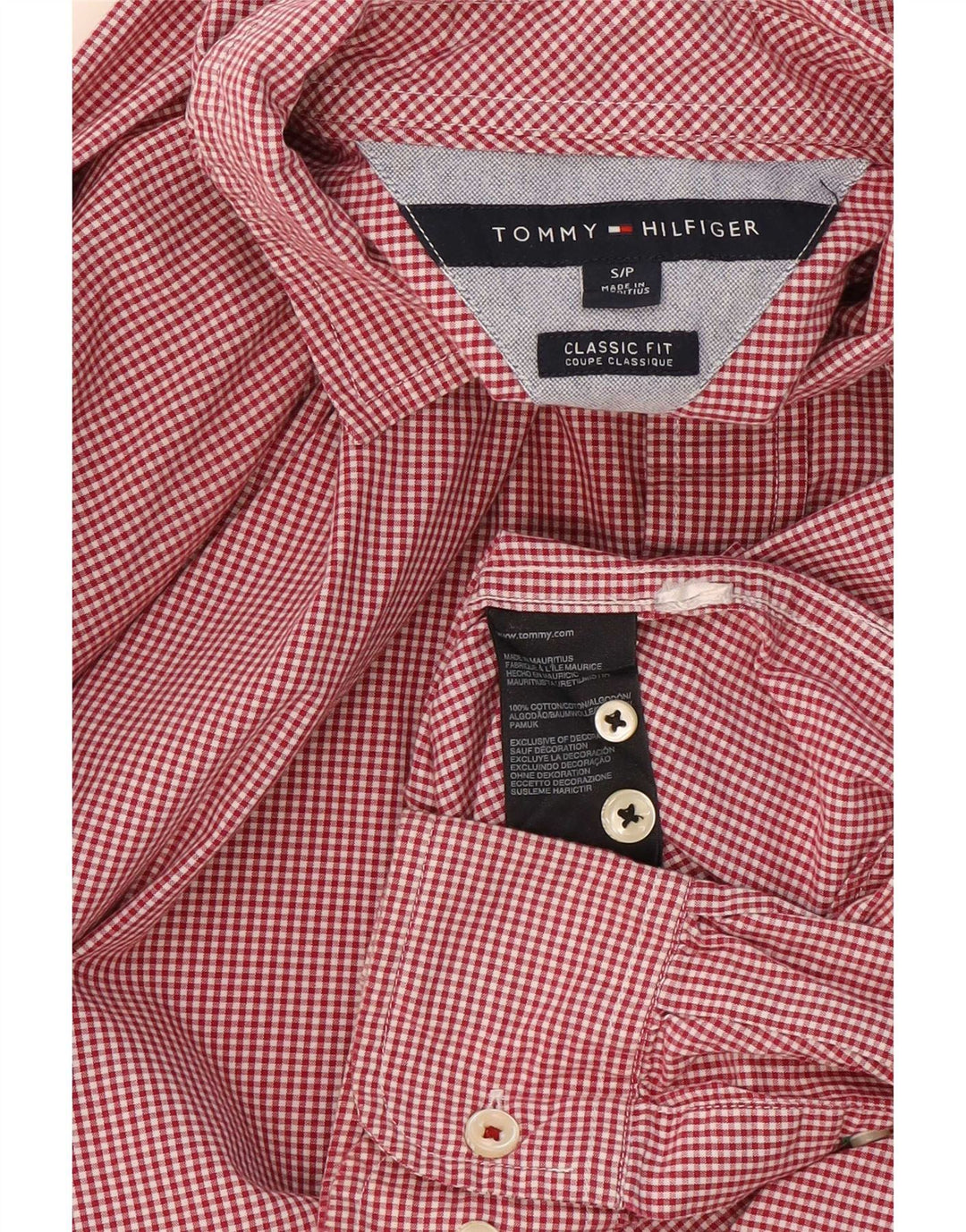 Tommy Hilfiger Ανδρικό πουκάμισο Classic Fit Μικρό κόκκινο βαμβακερό Gingham