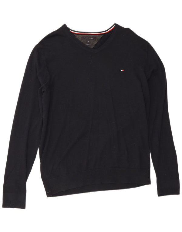 Ανδρικό πουλόβερ Tommy Hilfiger με V λαιμόκοψη XL Μπλε βαμβακερό