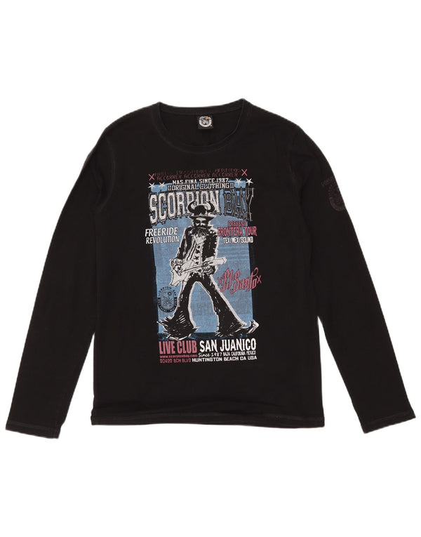 SCORPION BAY Boys Graphic Top Μακρυμάνικο 13-14 ετών 2XL Μαύρο βαμβακερό