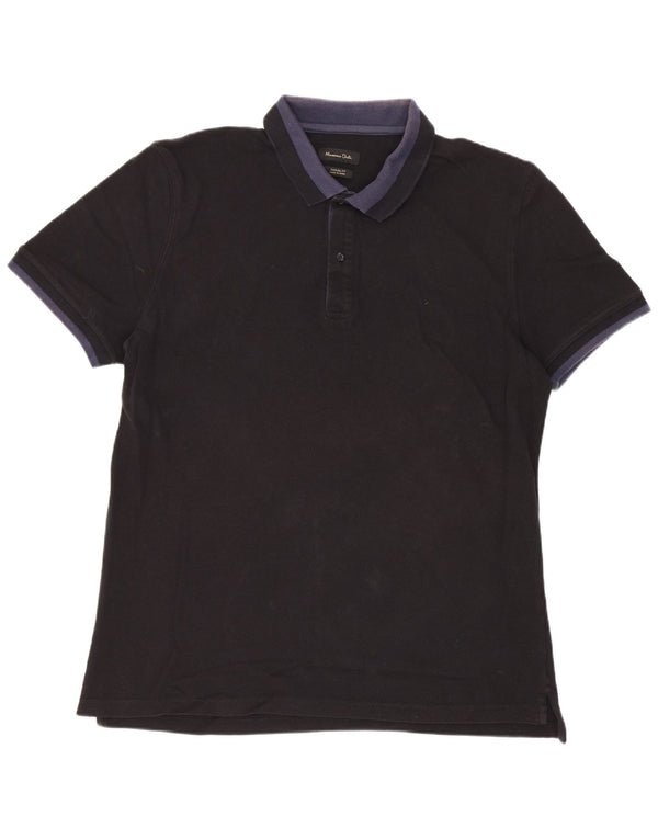 Massimo Dutti Ανδρικό μπλουζάκι πόλο σε καθημερινή εφαρμογή XL μαύρο χρώμα