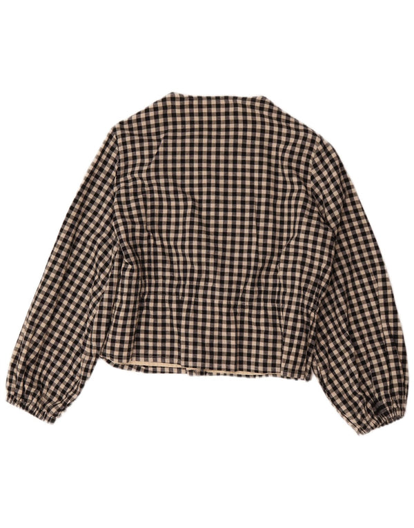 Zara Γυναικείο Bomber Jacket UK 16 Large Black Gingham Cotton