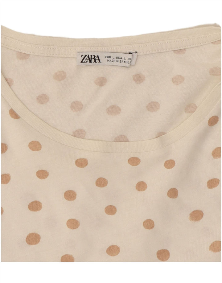 Γυναικείο T-Shirt ZARA Top UK 16 Large White Pot