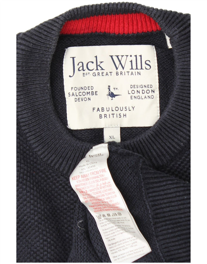 JACK WILLS Γυναικείο πουλόβερ με λαιμόκοψη UK 18 XL Navy Blue Cotton