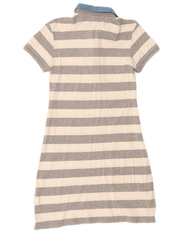 Champion Womens Heritage Fit Polo φόρεμα UK 14 Μεγάλο γκρι ριγέ