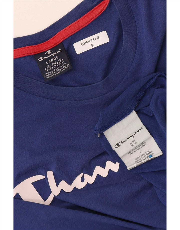 Champion Ανδρικό γραφικό T-Shirt Top μεγάλο μπλε βαμβακερό