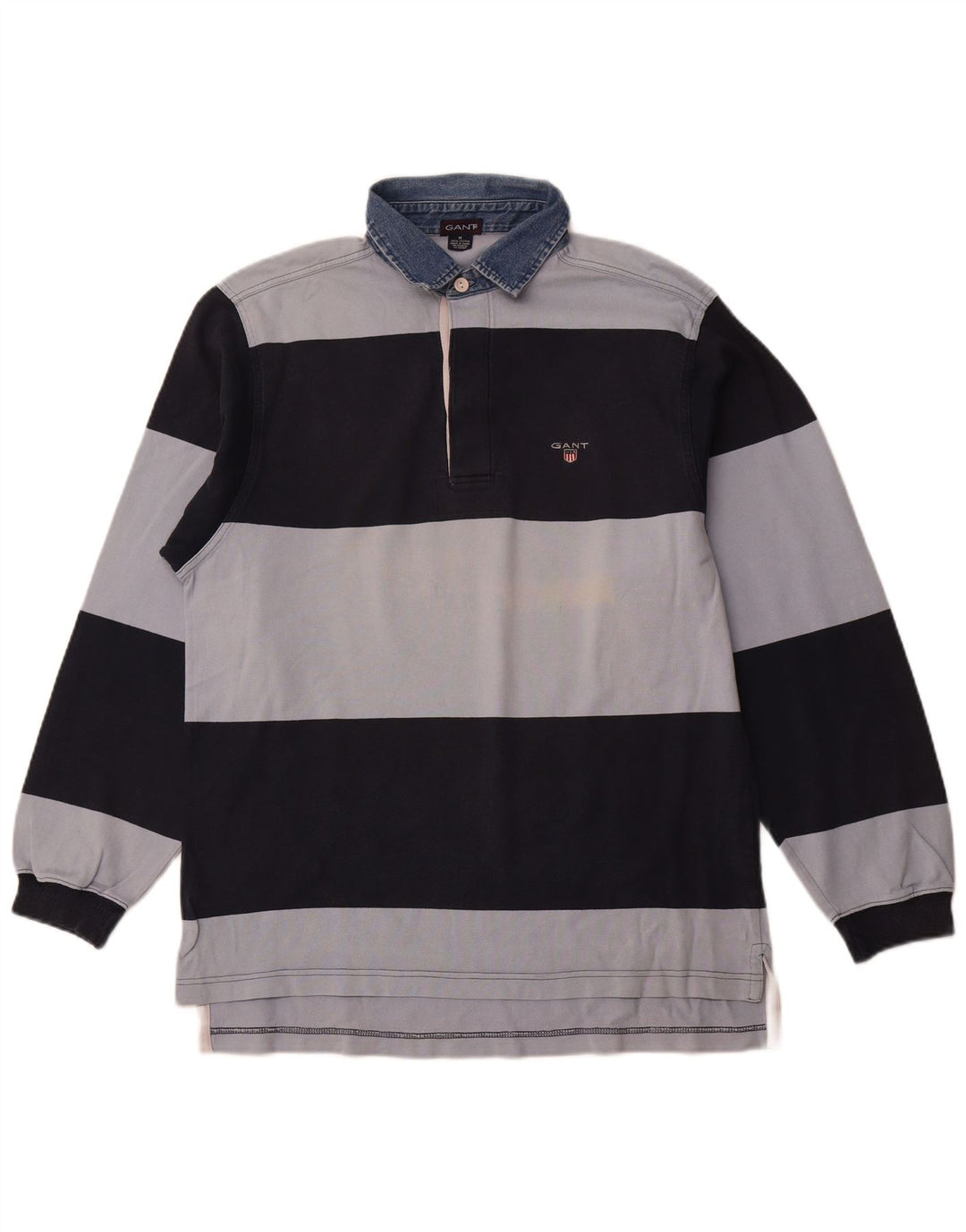 Ανδρικό μακρυμάνικο μπλουζάκι ράγκμπι πόλο GANT Βαμβακερό μεσαίο ναυτικό μπλε ριγέ