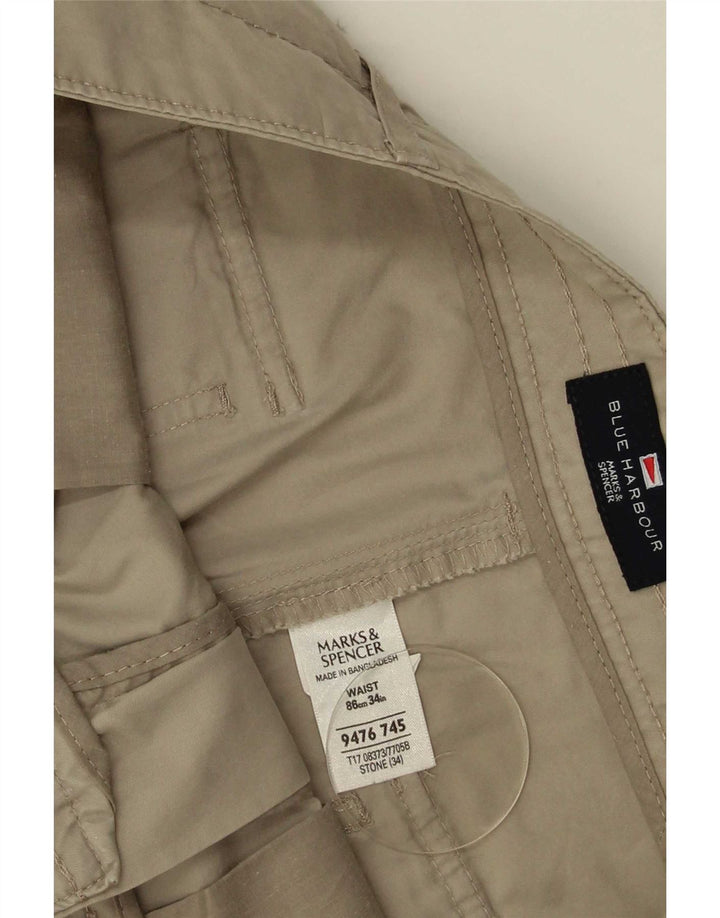 Marks & Spencer Ανδρικό Σορτς Μπλε Χάρμπορ Βερμούδα W34 Μεγάλο Μπεζ βαμβακερό