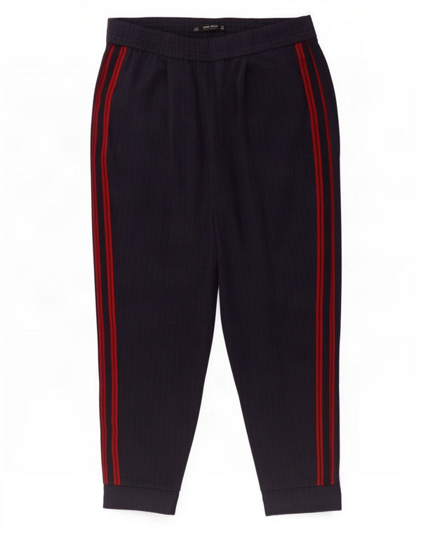 Zara Γυναικείο Joggers Cropped Παντελόνι Small W26 L23 Navy Blue ριγέ