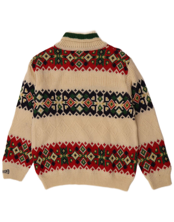 Πουλόβερ Foxhound Boys Roll Neck Jumper 15-16 Years Off White Fair Isle Wool