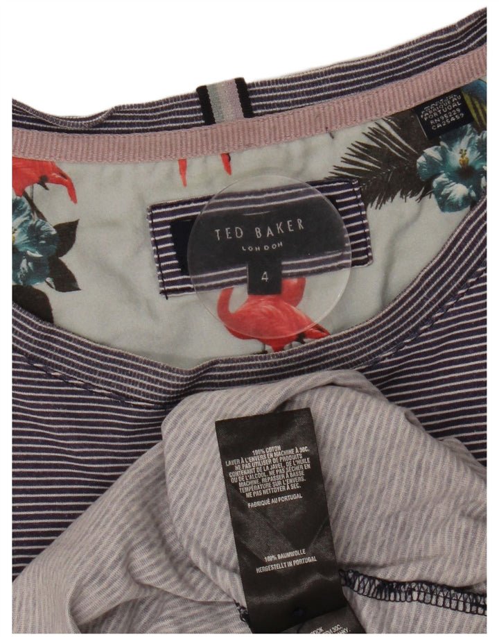 TED BAKER Γυναικείο T-Shirt Top Size 4, Βαμβακερό με ρίγες σε μπλε ναυτικό