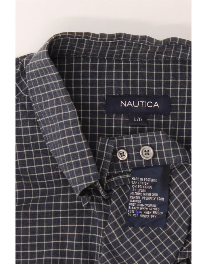 Ανδρικό πουκάμισο Nautica Large Navy Blue Check Cotton