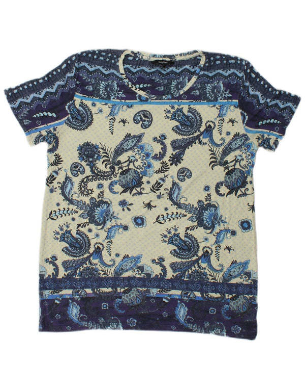 Desigual Γυναικείο T-Shirt Top UK 10 Small Blue Paisley