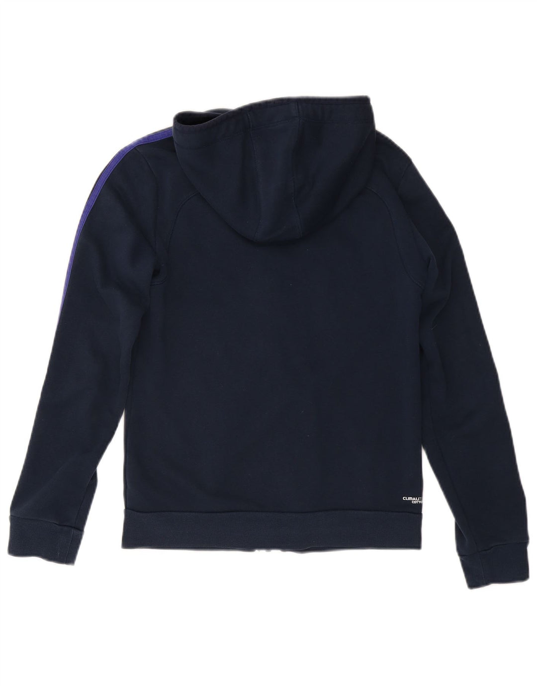 Γυναικείο πουλόβερ ADIDAS Climalite με κουκούλα με φερμουάρ UK 8/10 Small Navy Blue από βαμβάκι