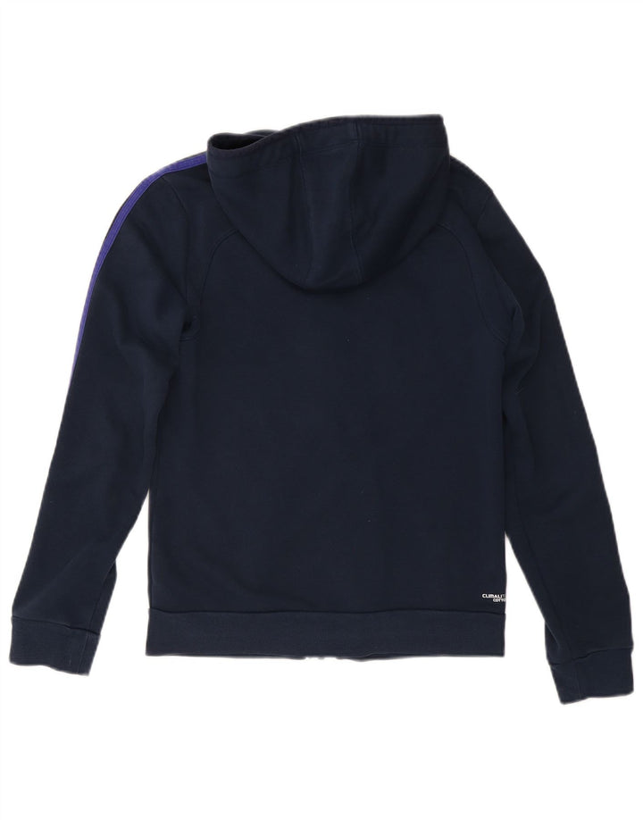 Γυναικείο πουλόβερ ADIDAS Climalite με κουκούλα με φερμουάρ UK 8/10 Small Navy Blue από βαμβάκι