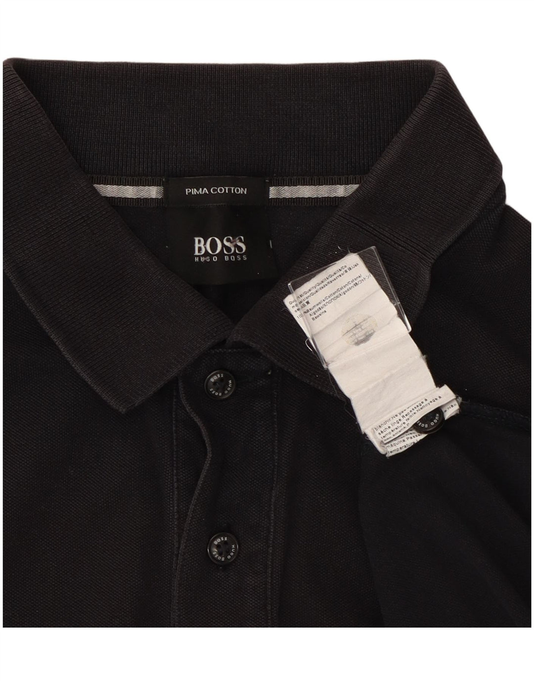 Ανδρικό μπλουζάκι πόλο Hugo Boss, μεσαίο μαύρο βαμβακερό
