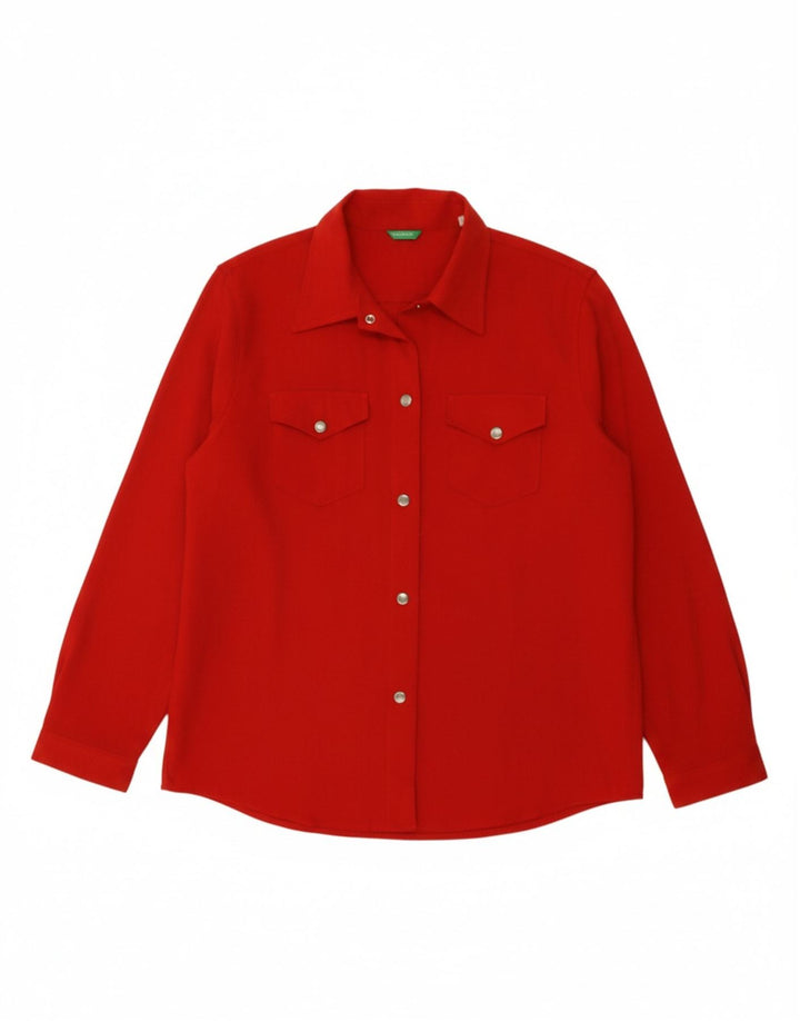 BENETTON Womens Shirt UK 18 XL Red Polyester