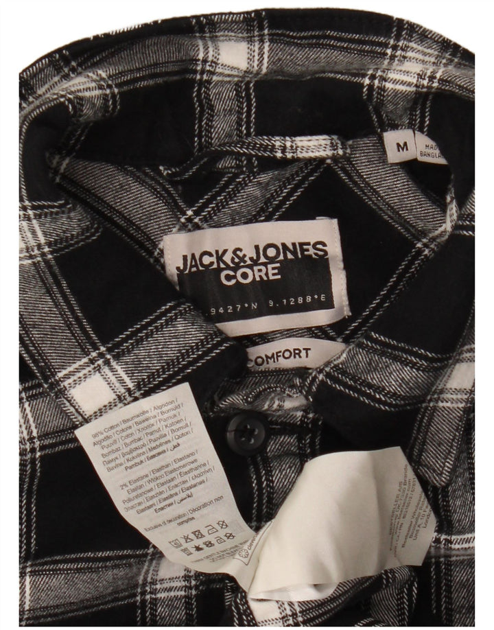 Jack & Jones Ανδρικό πουκάμισο με άνετη εφαρμογή φανέλα, μεσαίο μαύρο βαμβακερό