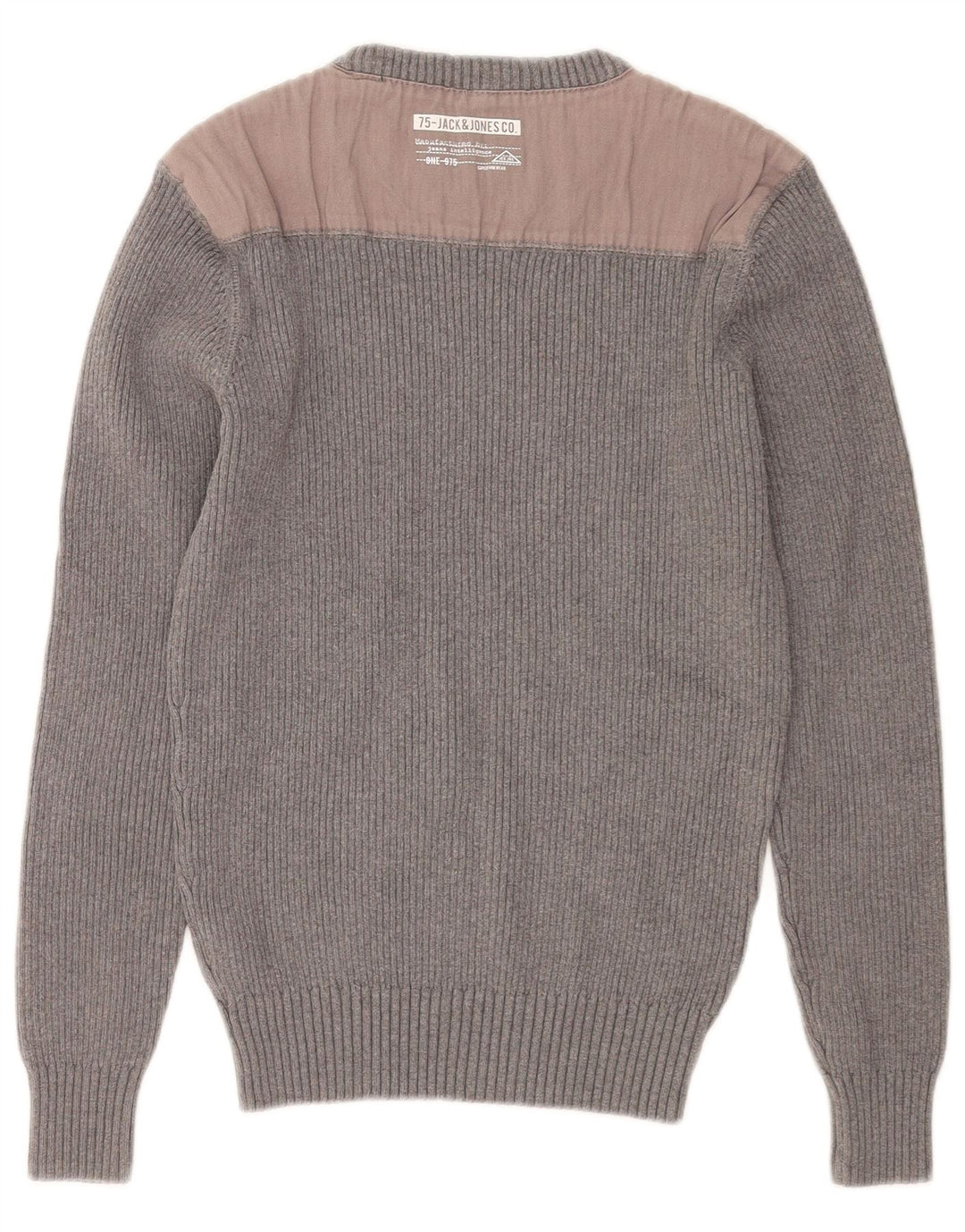 Jack & Jones Ανδρικό πουλόβερ με λαιμόκοψη μεσαίου γκρι βαμβακερό