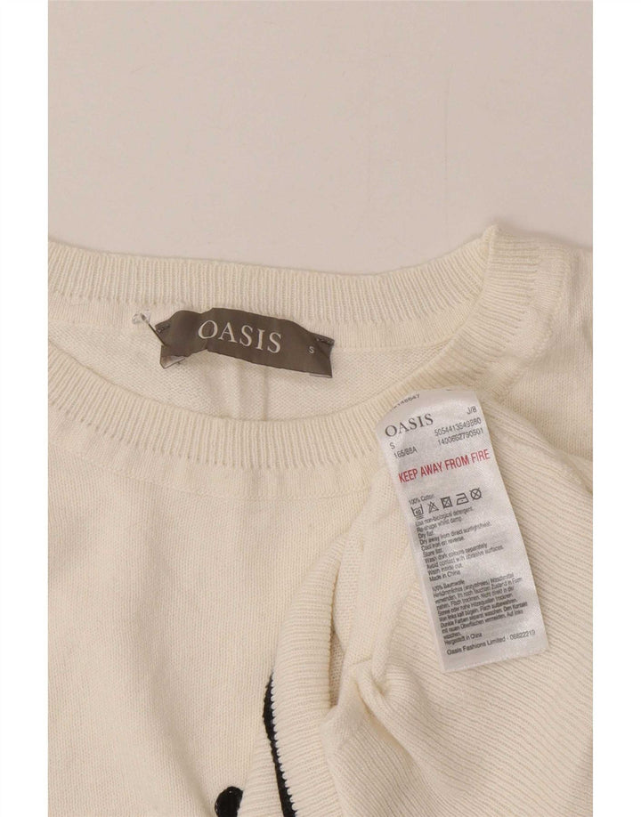 Γυναικείο πουλόβερ Oasis Crew Neck Jumper UK 10 Small White Spotted