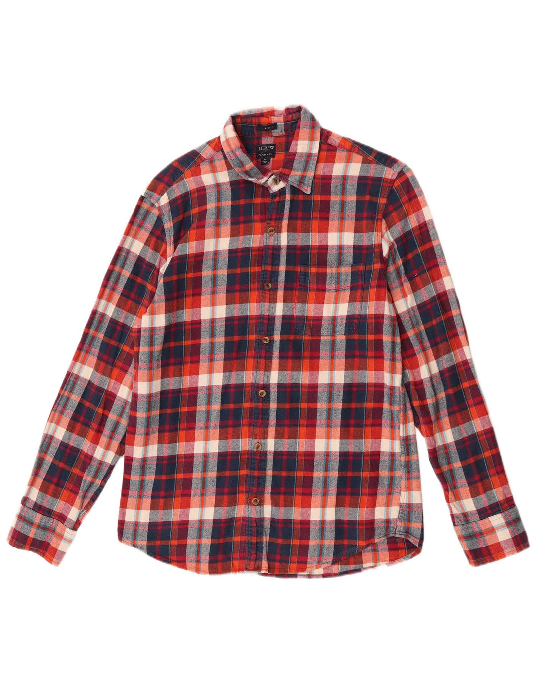 Ανδρικό πουκάμισο J. Crew Slim φανελένιο μεσαίο κόκκινο βαμβακερό