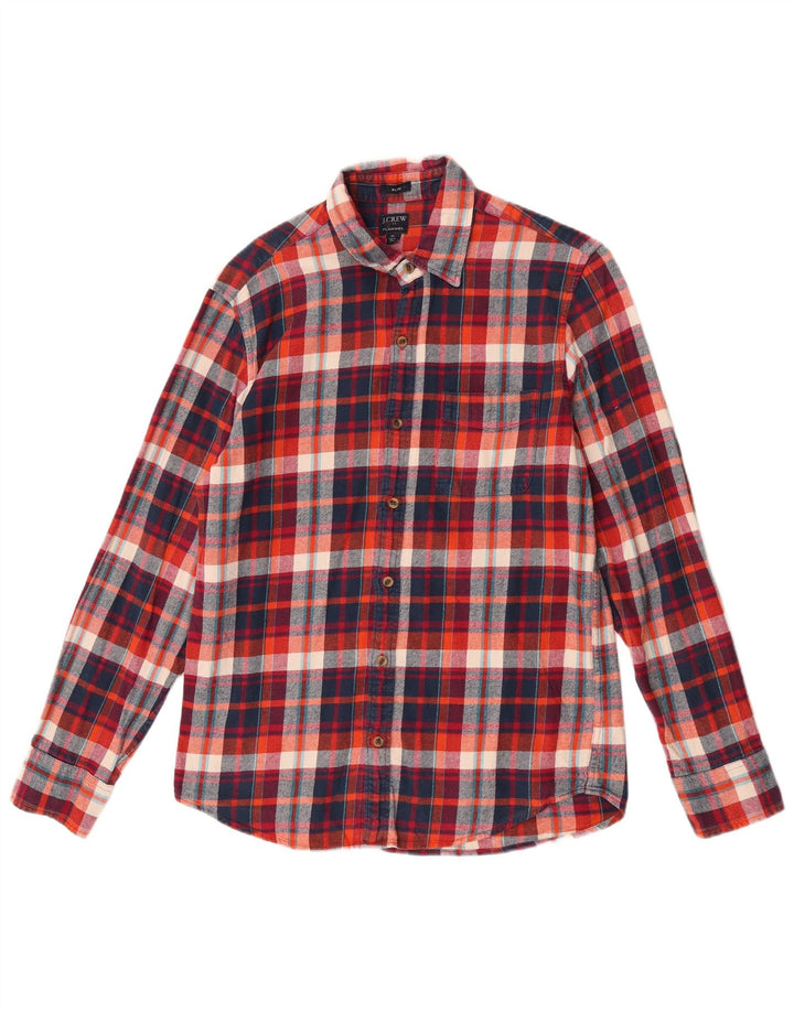 Ανδρικό πουκάμισο J. Crew Slim φανελένιο μεσαίο κόκκινο βαμβακερό