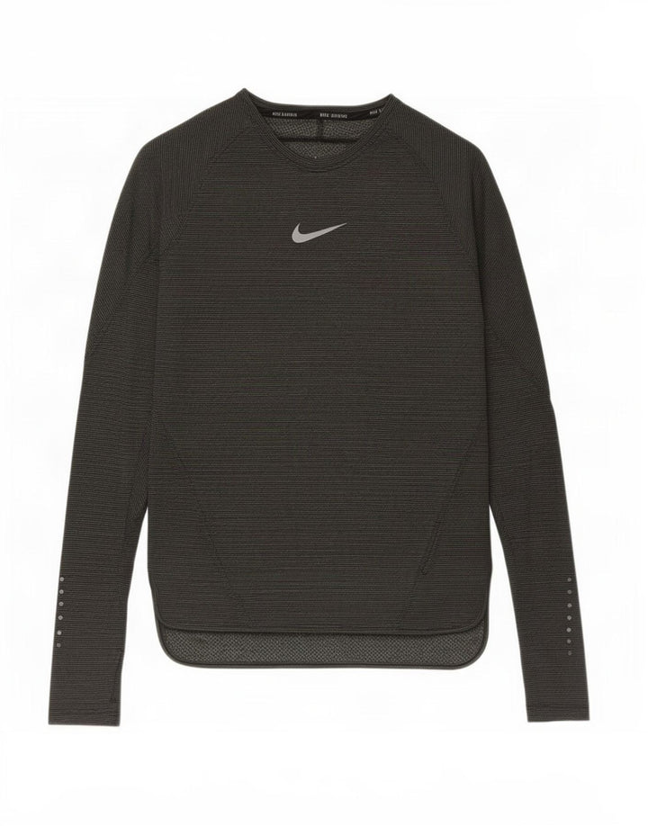 Ανδρικό μπλουζάκι Nike με μακρυμάνικο μικρό χακί ριγέ πολυεστέρα