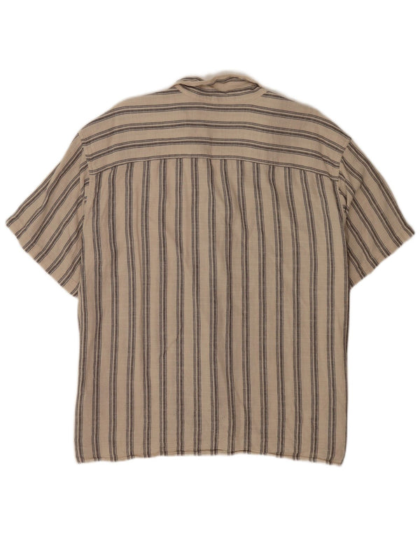 Jack & Jones Ανδρικό κοντομάνικο πουκάμισο XL μπεζ ριγέ βαμβακερό