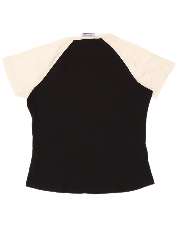 Reebok Γυναικείο T-Shirt Top UK 16 Large Black Colourblock Βαμβακερό