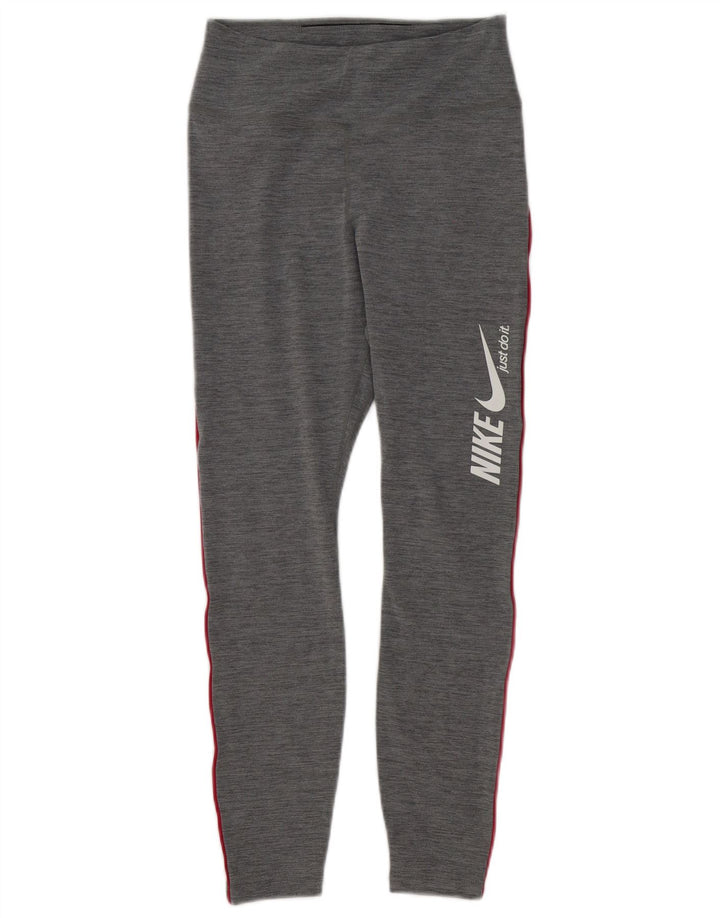 Γυναικείο κολάν Nike Dri Fit Graphic UK 10 Small Grey Polyester