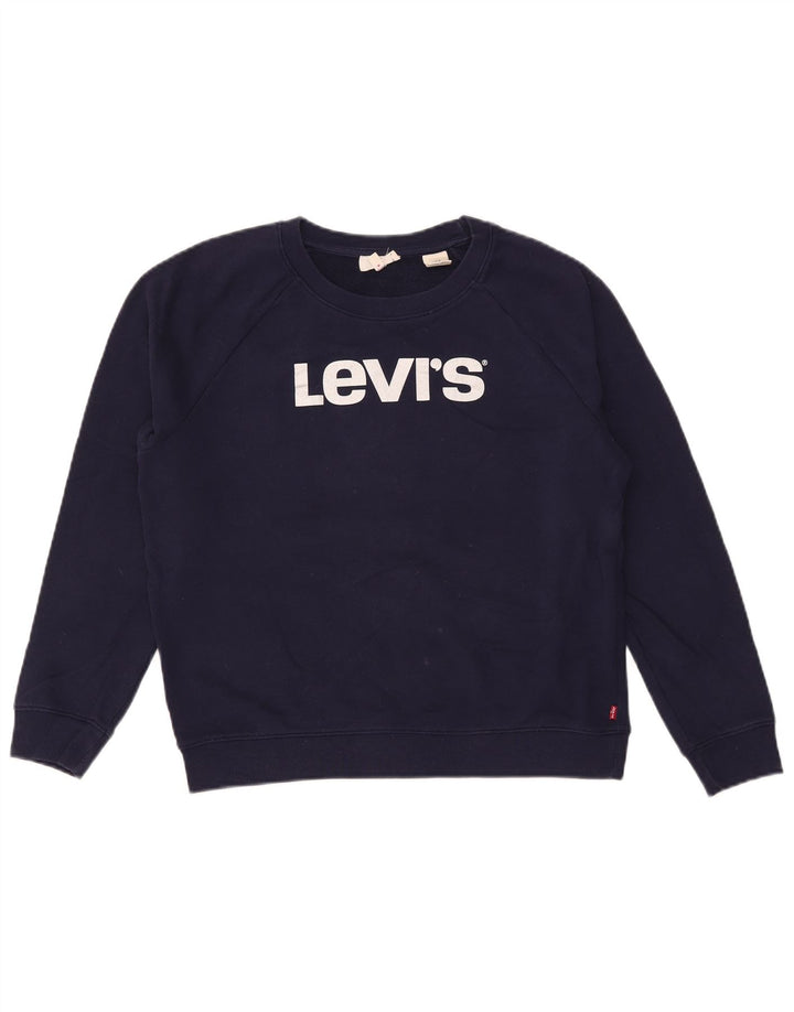 Γυναικείο γραφικό υπερμεγέθη φούτερ Levi's Jumper UK 10 Small Navy Blue