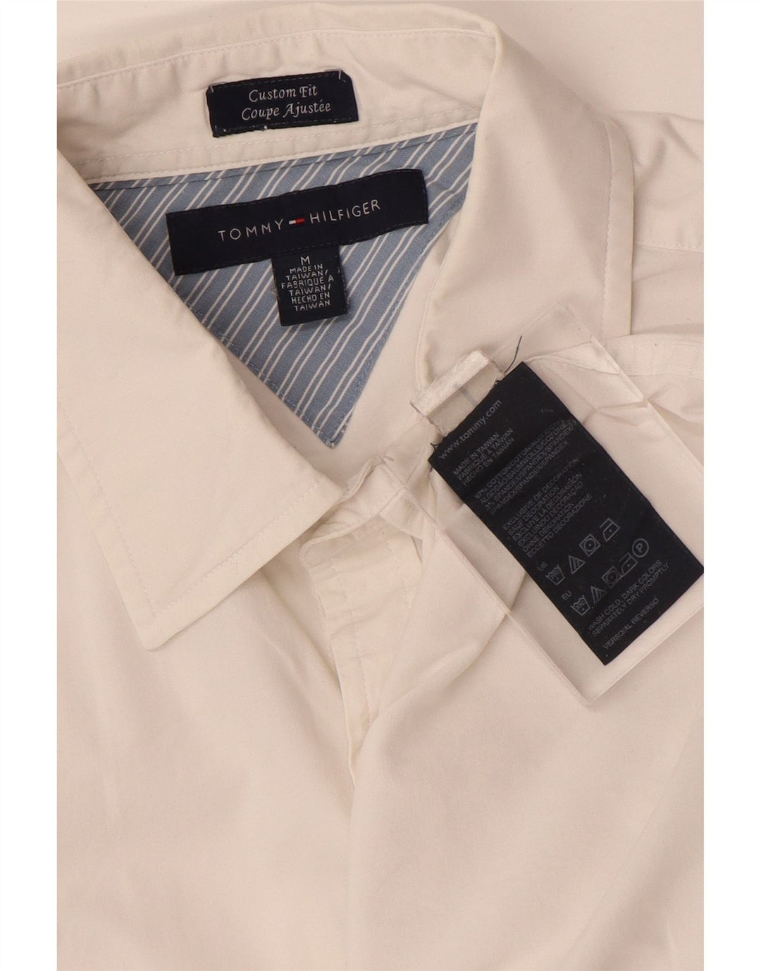 TOMMY HILFIGER Ανδρικό πουκάμισο προσαρμοσμένης εφαρμογής, μεσαίο λευκό βαμβακερό