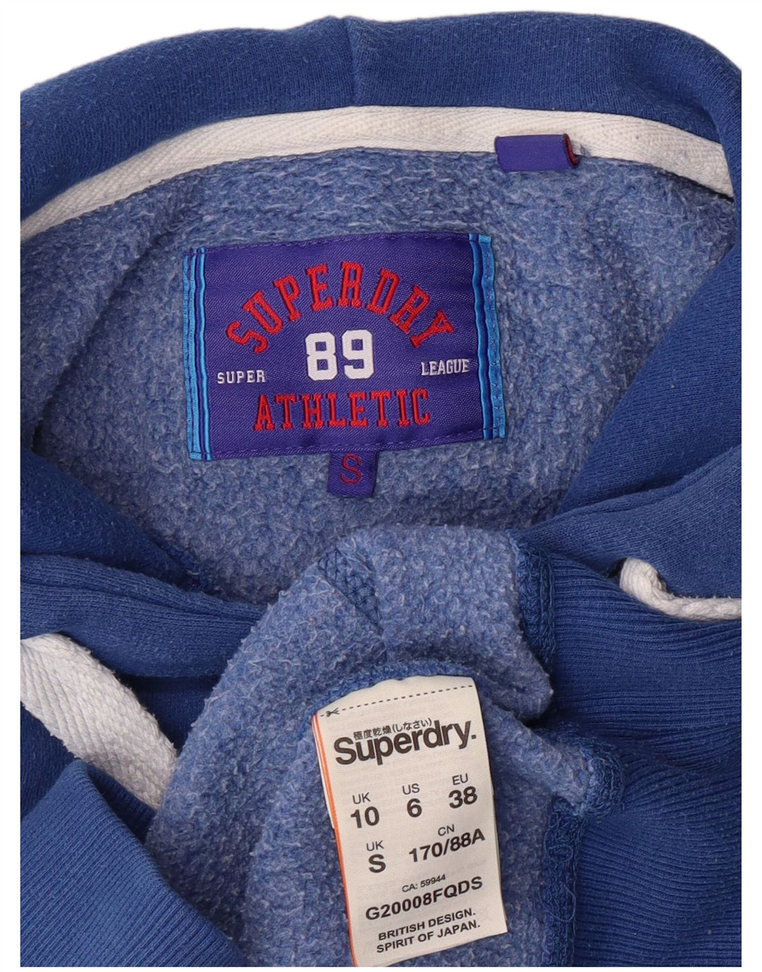 SUPERDRY Γυναικείο γραφικό υπερμεγέθη κουκούλα UK 10 Μικρό μπλε βαμβακερό