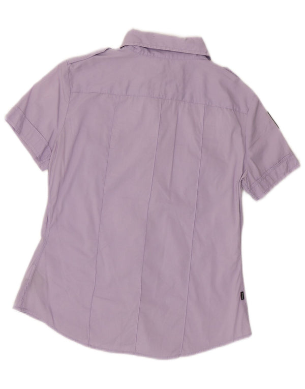 Γυναικείο Blauer Military Graphic κοντομάνικο πουκάμισο UK 12 Medium Purple