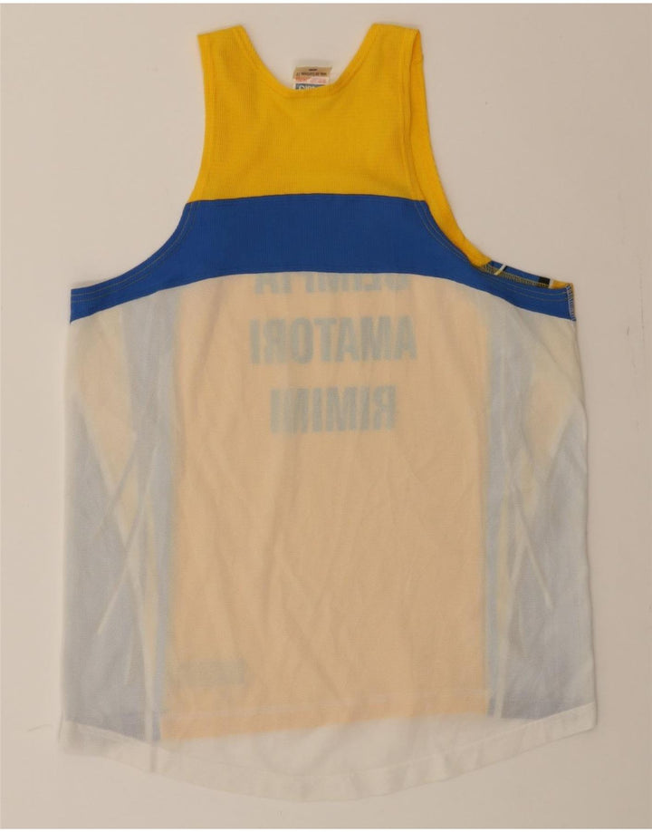 ASICS Womens Graphic Vest Top UK 18 XL Yellow Colourblock Polyester Vintage Asics and Second-Hand Asics from Messina Hembry 