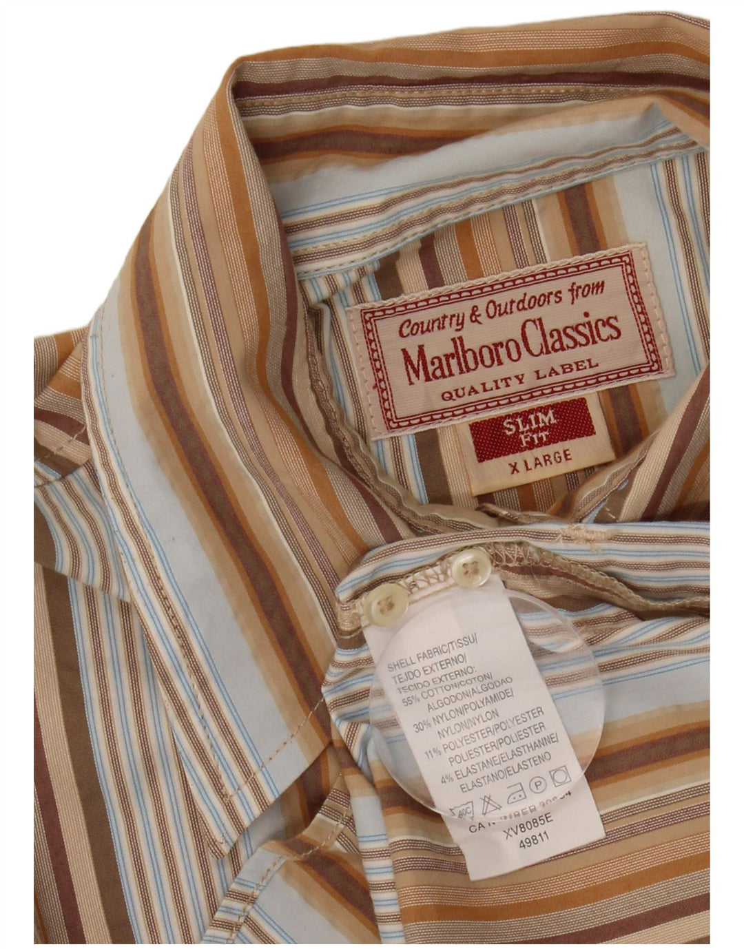 MARLBORO CLASSICS Γυναικείο πουκάμισο Slim Fit UK 18 XL Πολύχρωμο ριγέ