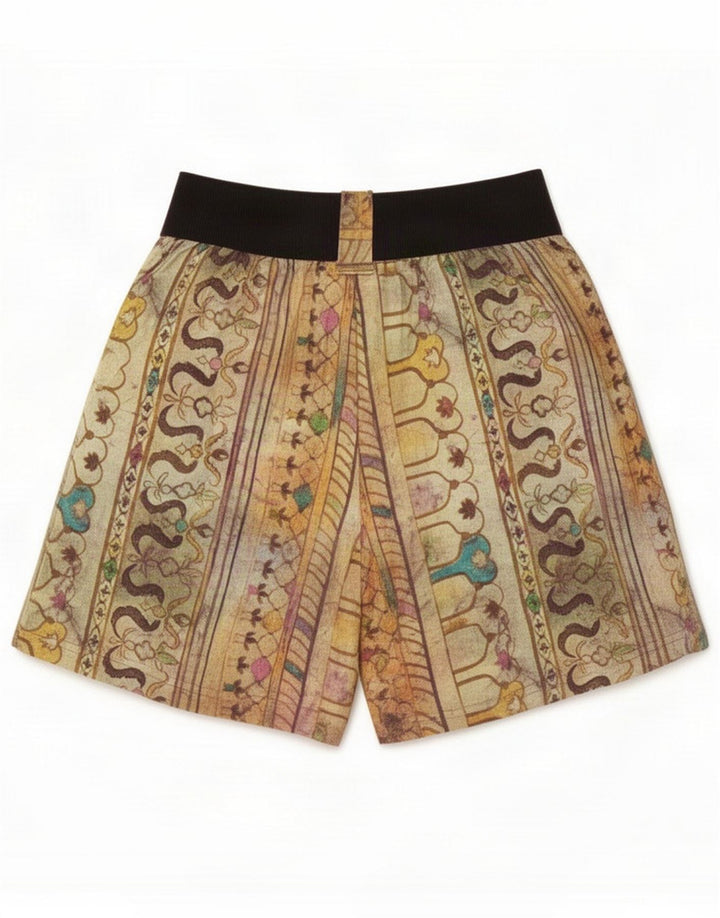 Vintage Γυναικείο Abstract Pattern Casual Short Medium W28 Beige Cotton