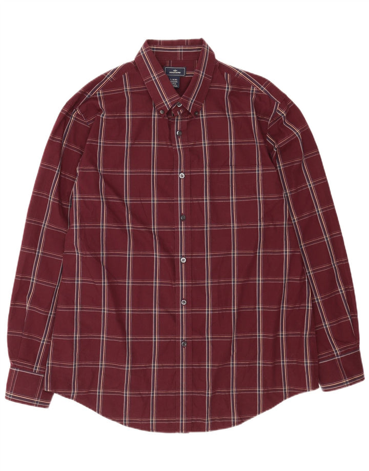 Ανδρικό πουκάμισο Dockers Size 16 16 1/2 Large Red Check Cotton