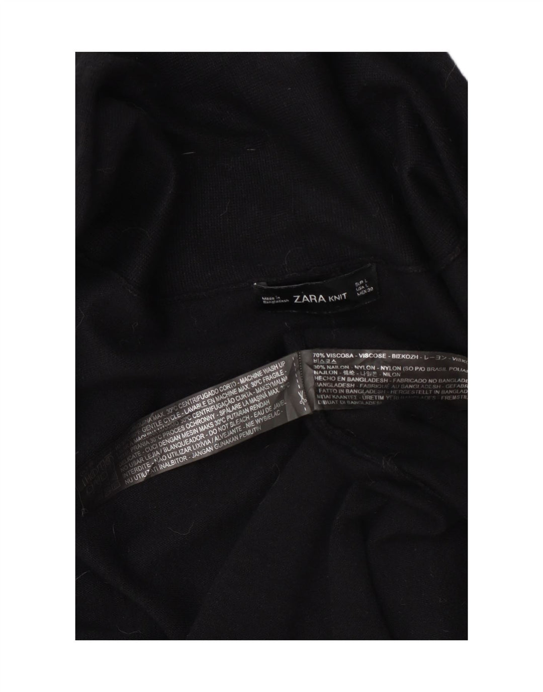 Zara Γυναικείο ανοιχτό πουλόβερ ζακέτα UK 14 μεγάλη μαύρη βισκόζη
