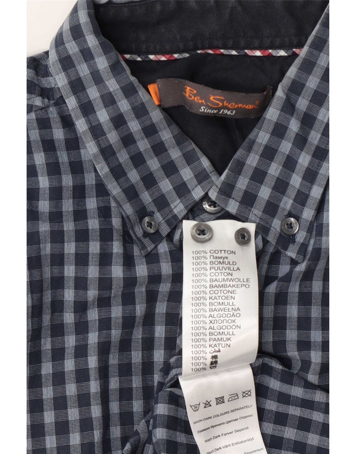 Ανδρικό πουκάμισο Ben Sherman Μεγάλο Navy Blue Gingham Cotton