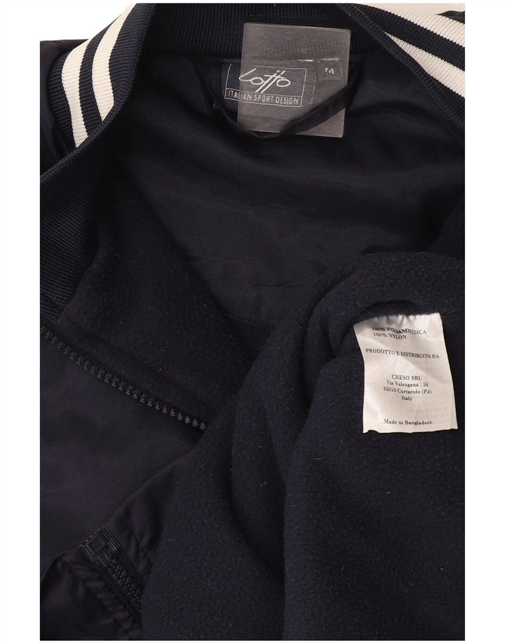Lotto Mens Bomber Jacket UK 38 Medium Navy Blue ριγέ πολυαμίδιο