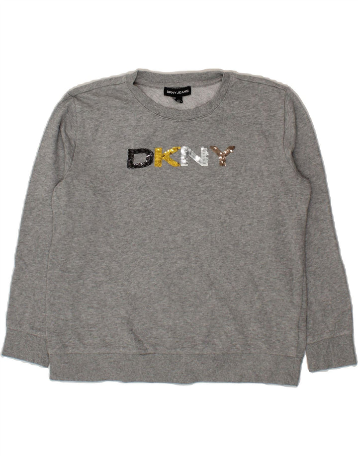 DKNY Womens Sweatshirt Jumper UK 10 Small Grey Cotton Modern Vintage Dkny and Second-Hand Dkny from Messina Hembry 