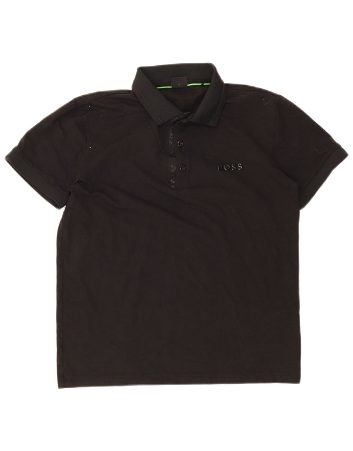 Ανδρικό Stretch Polo πουκάμισο Hugo Boss, μεγάλο μαύρο βαμβακερό