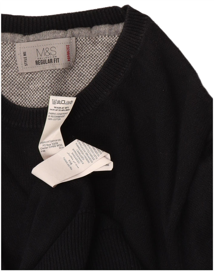 Ανδρικό πουλόβερ Marks & Spencer Regular Fit Crew Neck Jumper Μεσαίο μαύρο