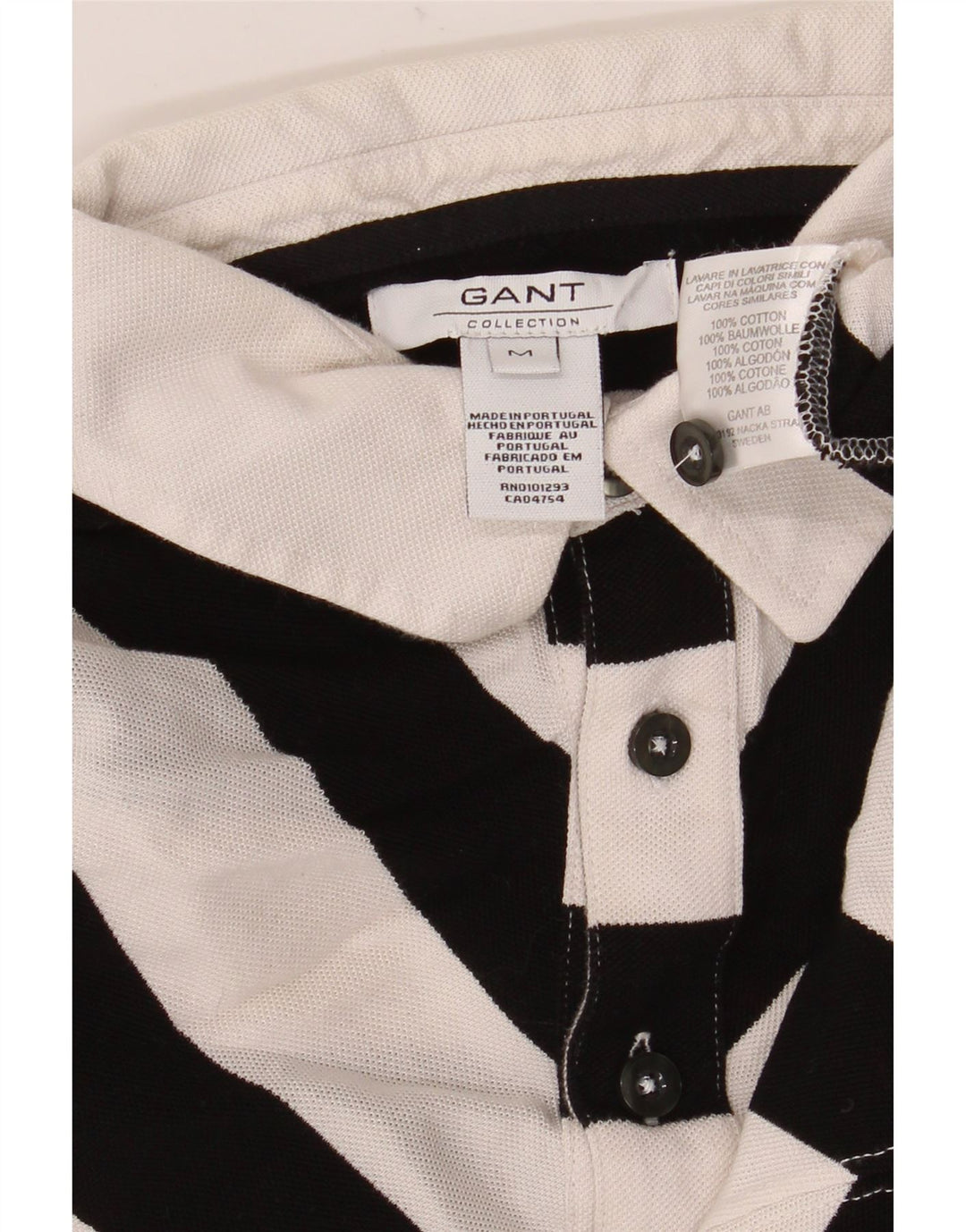 Ανδρικό πουκάμισο πόλο Gant, μεσαίο λευκό ριγέ βαμβακερό