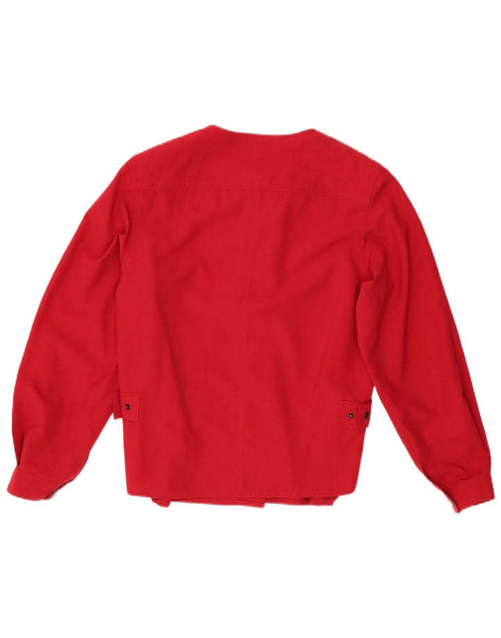 VINTAGE Γυναικείο Πουκάμισο Μπλούζα IT 42 Μέτριο κόκκινο παρθένο μαλλί