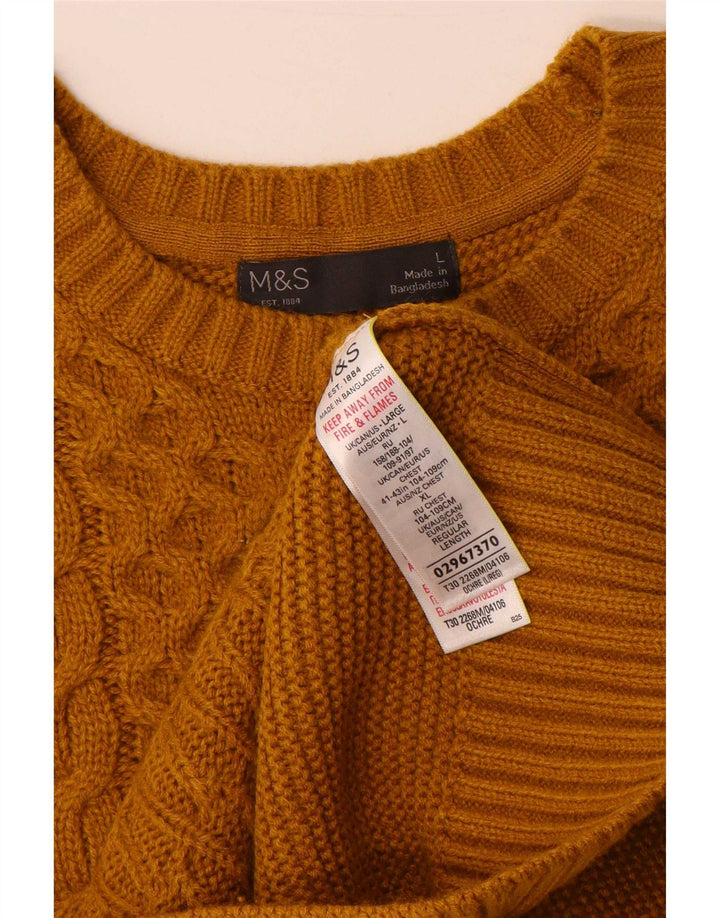 Marks & Spencer Ανδρικό πουλόβερ με λαιμόκοψη, μεγάλο κίτρινο ακρυλικό