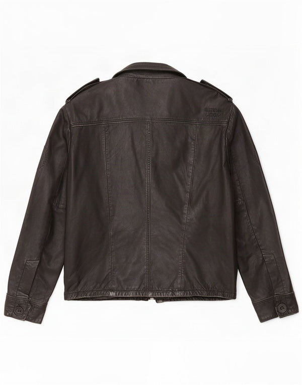 Ανδρικό δερμάτινο τζάκετ Superdry Military UK 40 Large Black