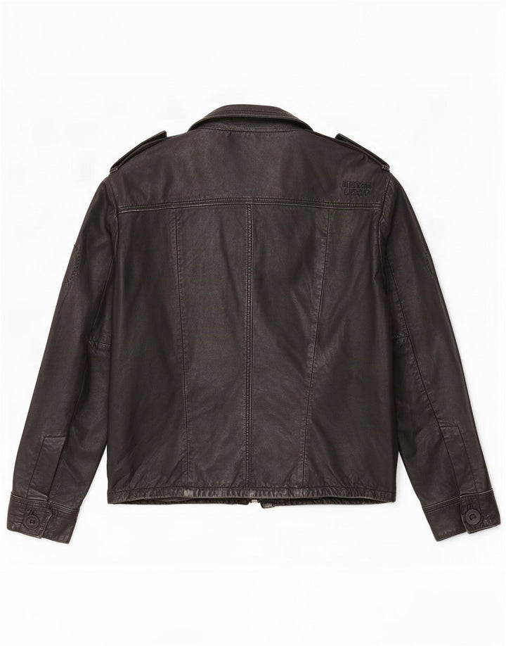 Ανδρικό δερμάτινο τζάκετ Superdry Military UK 40 Large Black