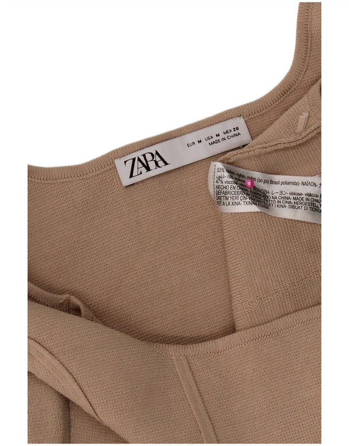 Zara Γυναικείο Crop Top UK 12 Medium Beige Nylon